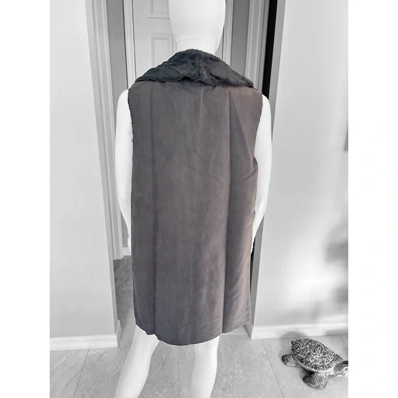 MYSTREE Beautiful Sherpa charcoal vest sz S M L - Picture 7 of 10